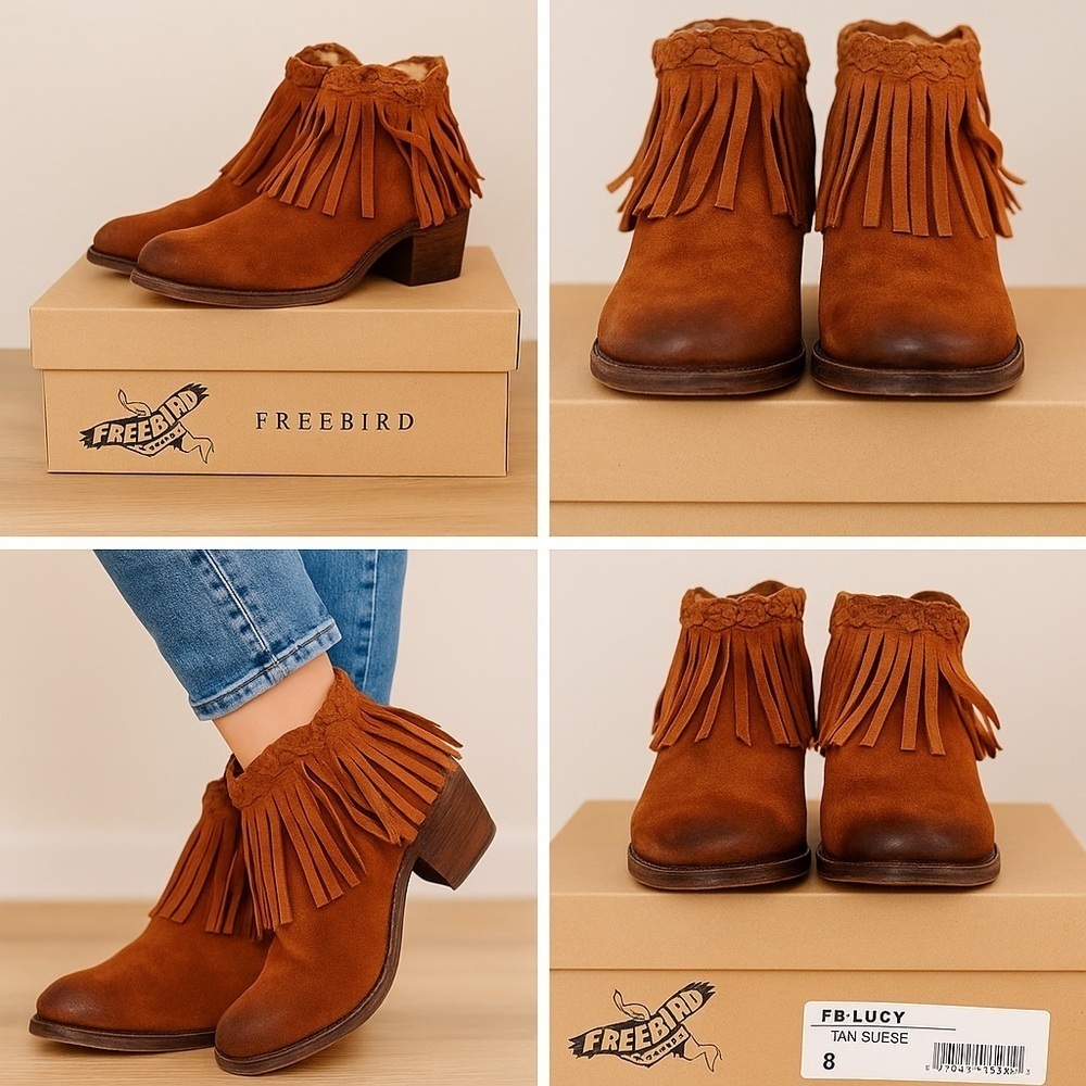Freebird by Steven Lucy Suede Ankle Boots Tan Size 8 w/ Box - Picture 1 of 11